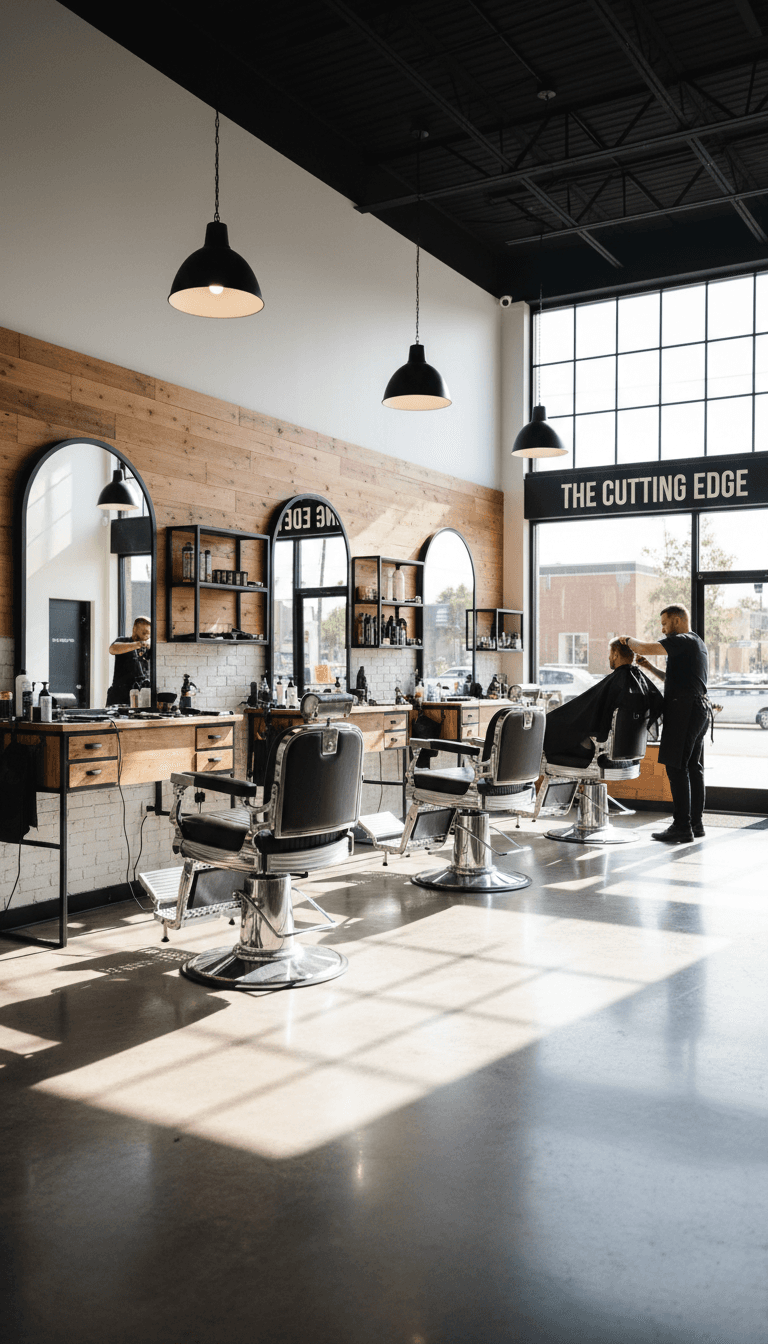 Clean, well-lit barbershop interior